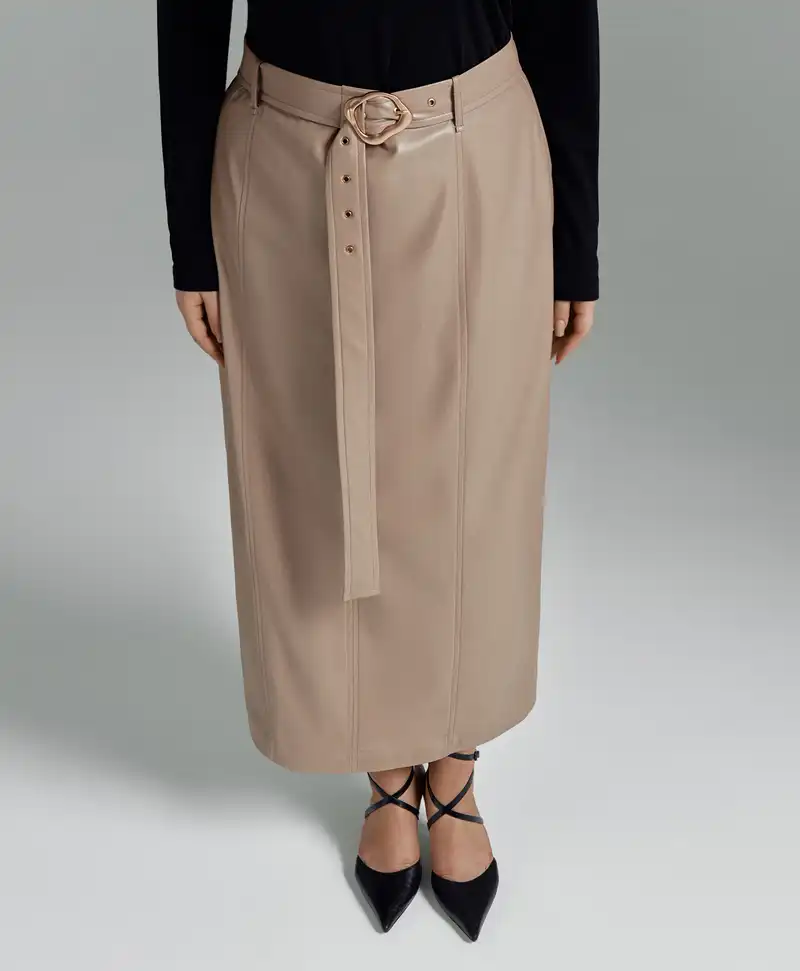 Юбка макси из экокожи