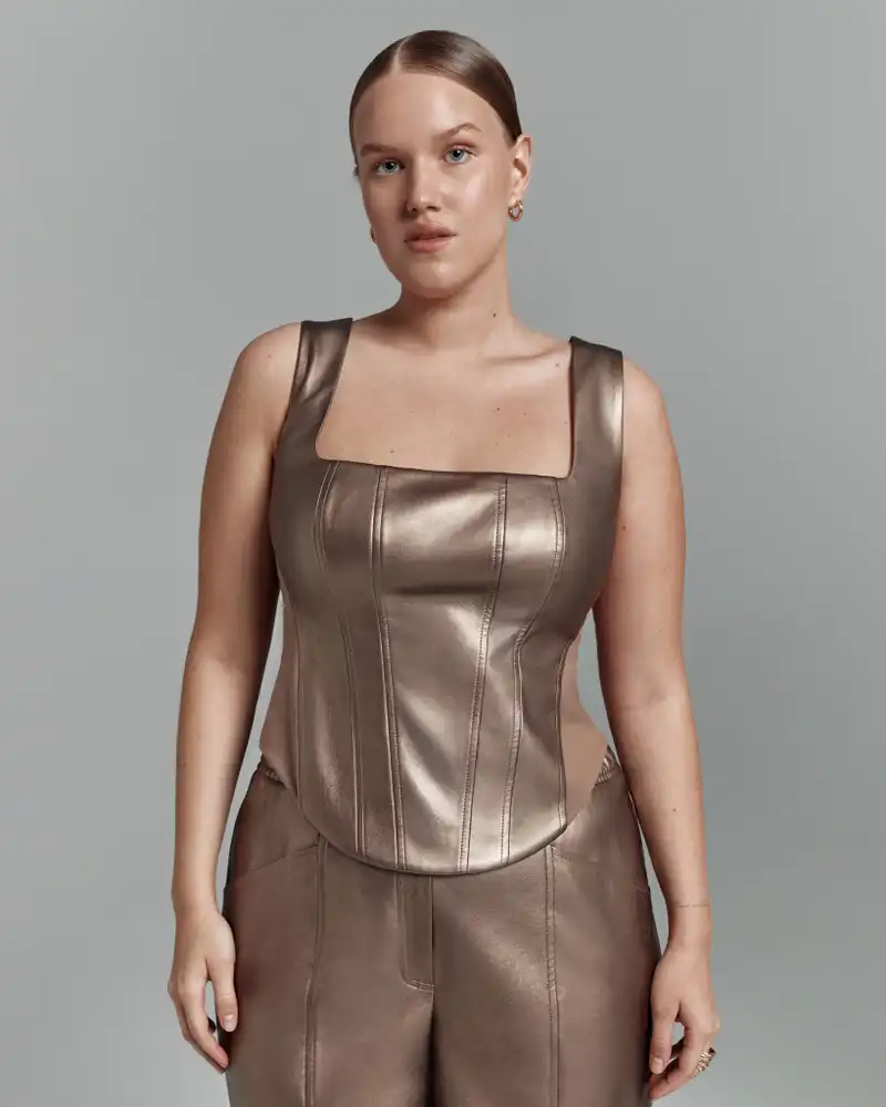 Кожаный корсетный топ