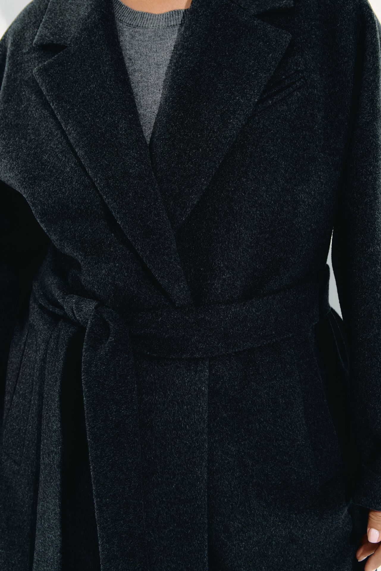 Пальто-халат из шерсти и шелка LUNAR