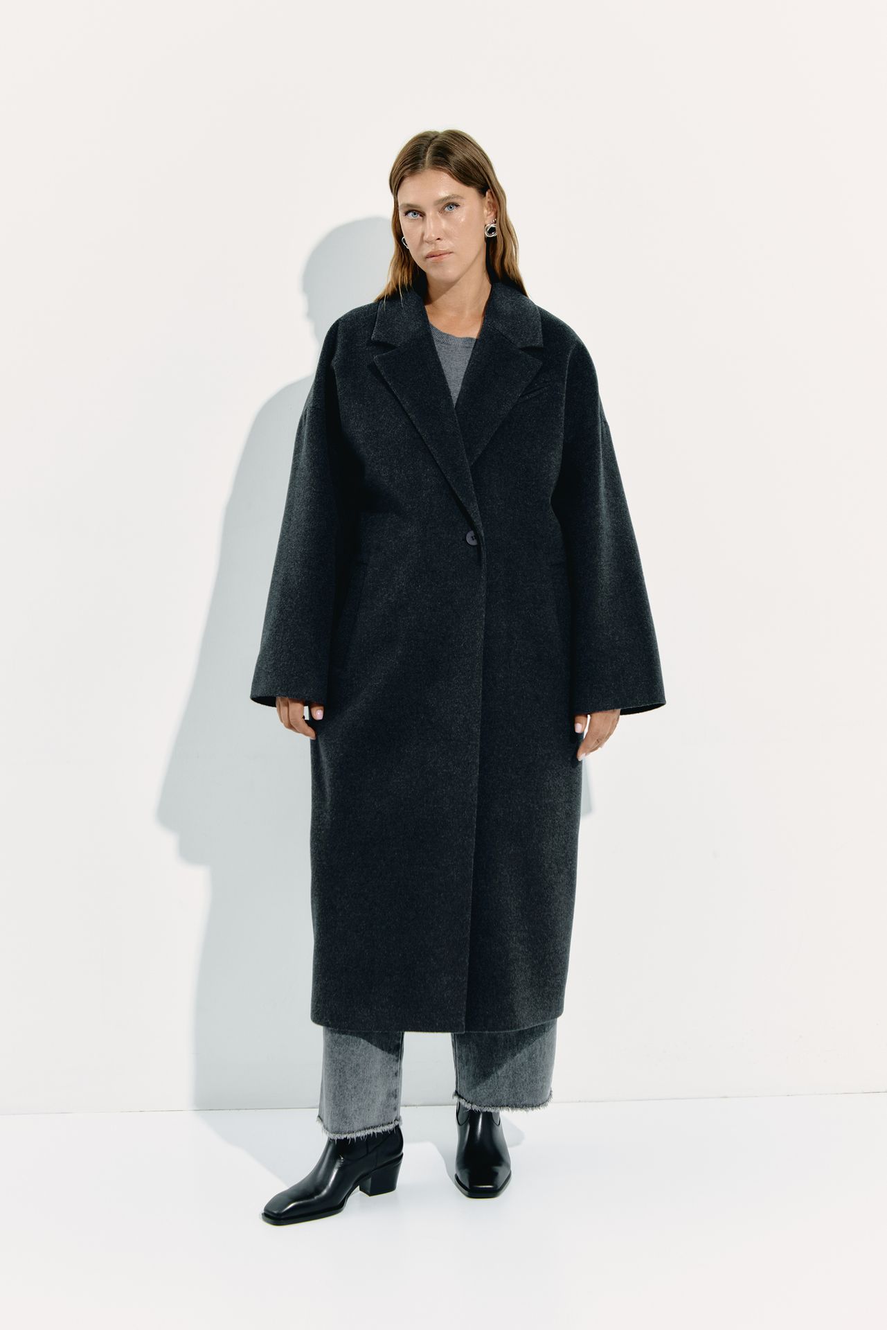 Пальто-халат из шерсти и шелка LUNAR