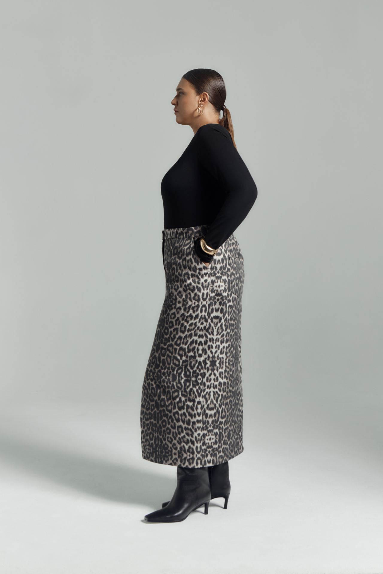 Юбка макси из твилла в принте