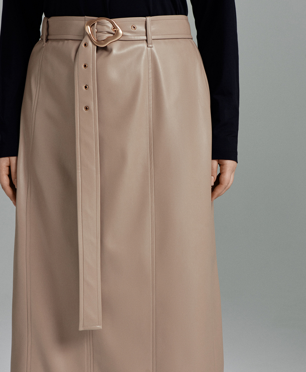 Юбка макси из экокожи