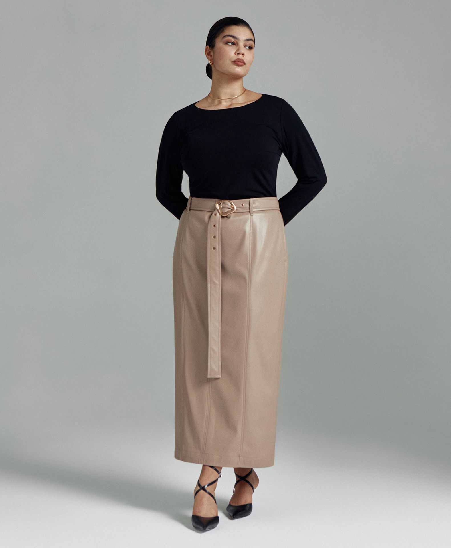 Юбка макси из экокожи