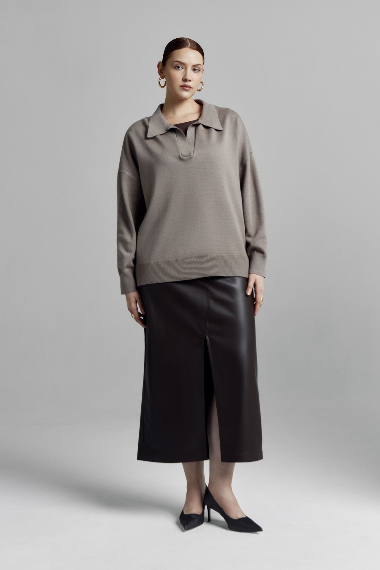 Юбка макси из экокожи