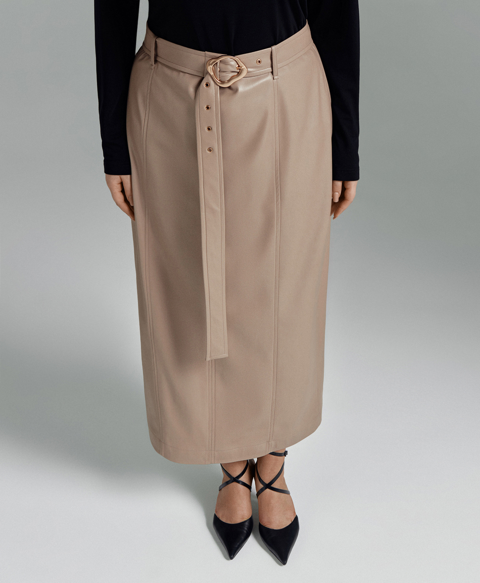 Юбка макси из экокожи