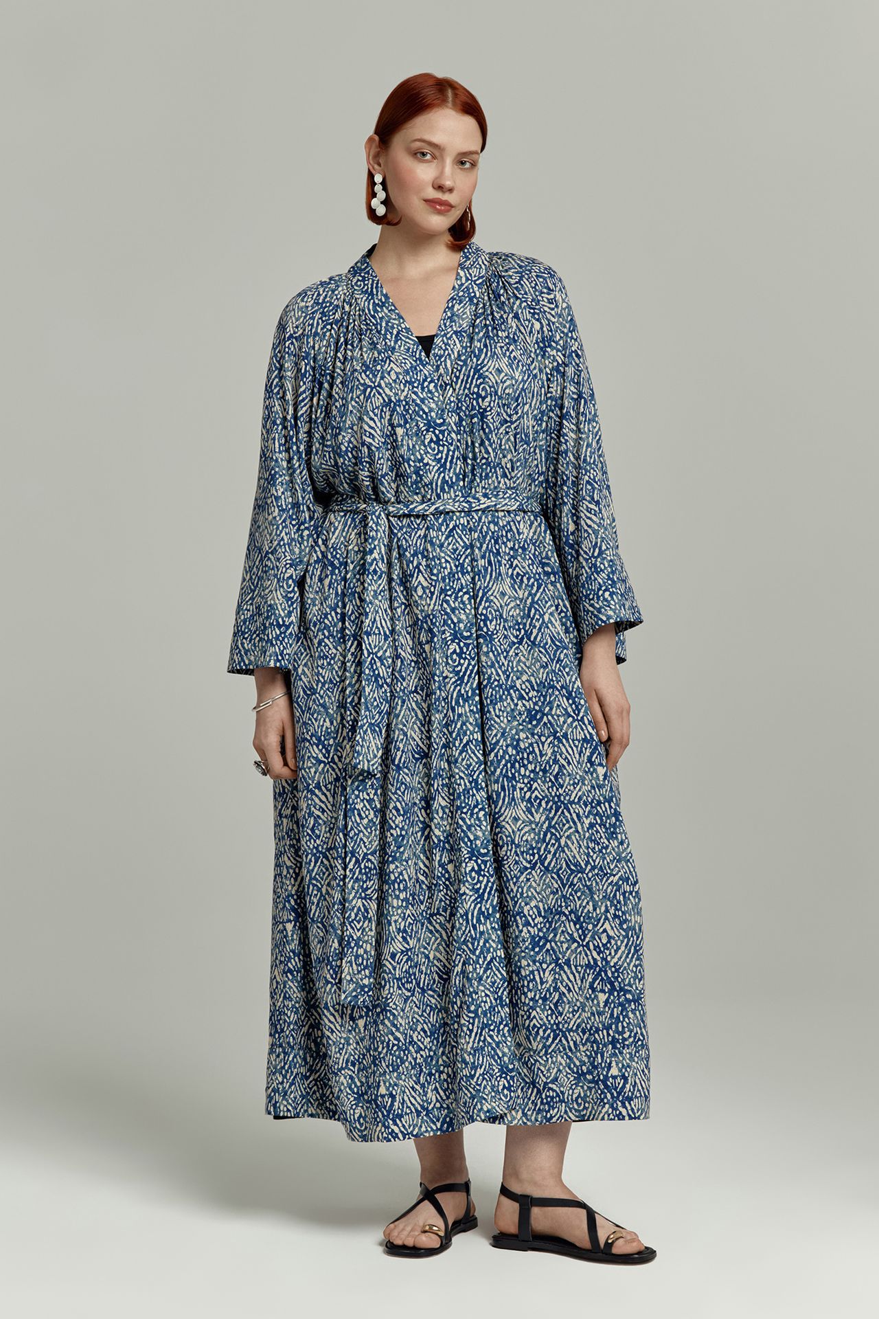 Платье-кимоно в принте