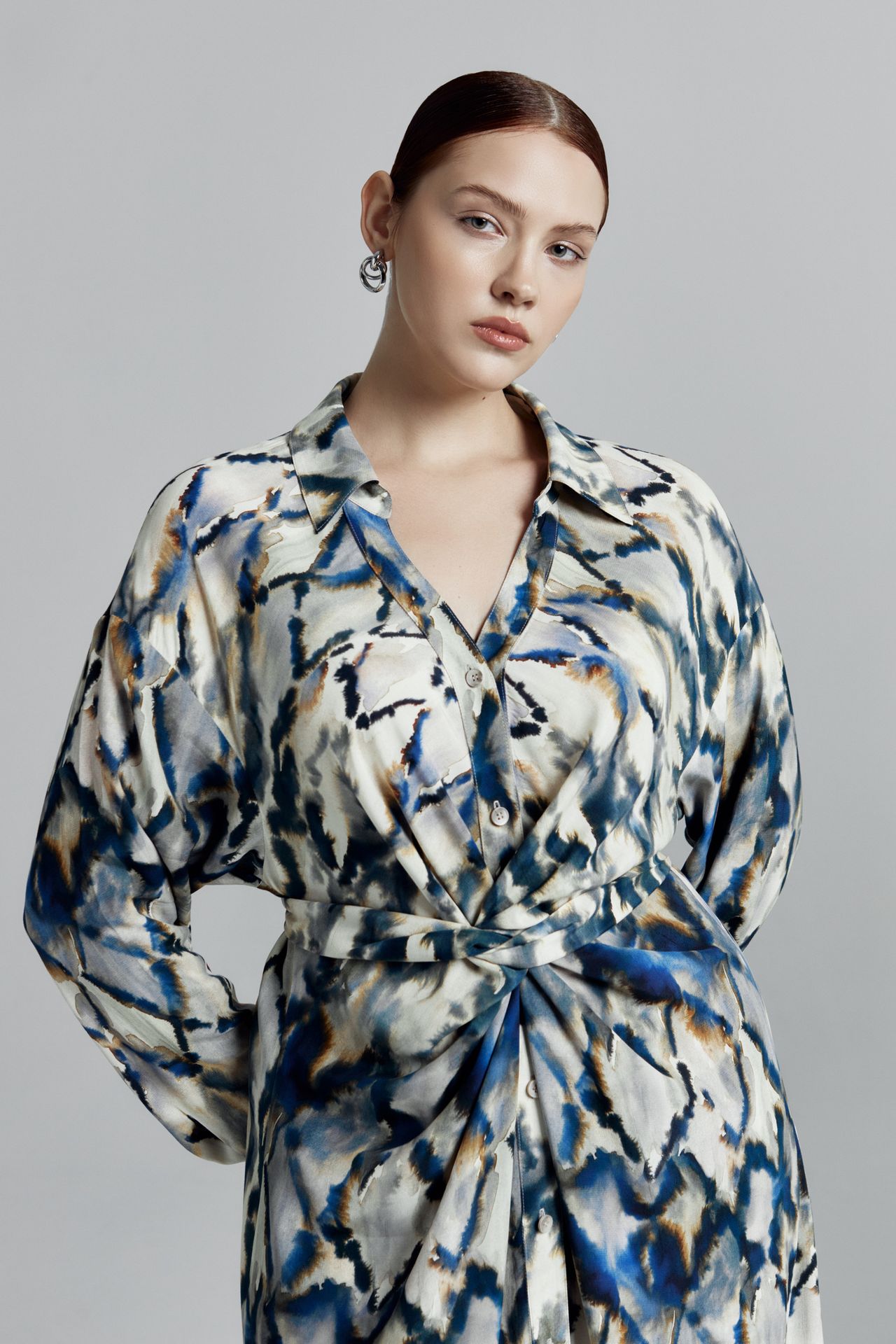 Платье-рубашка в принте