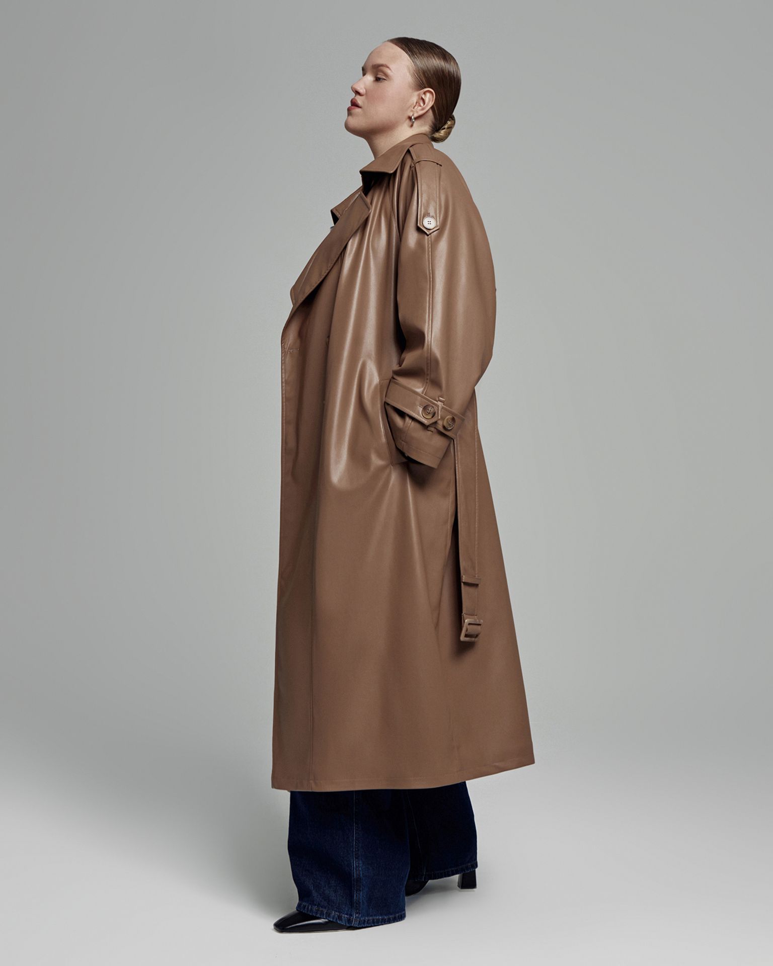 Тренч из экокожи