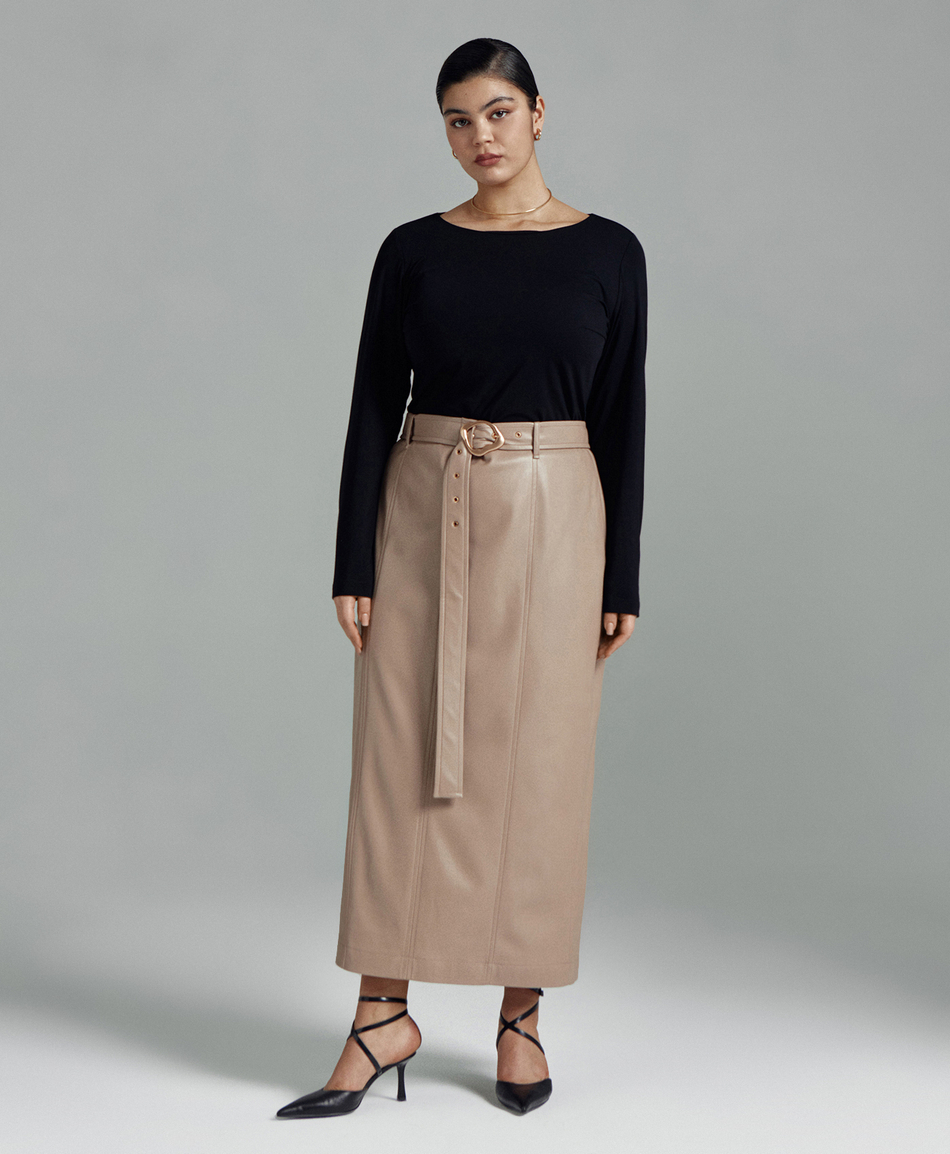 Юбка макси из экокожи