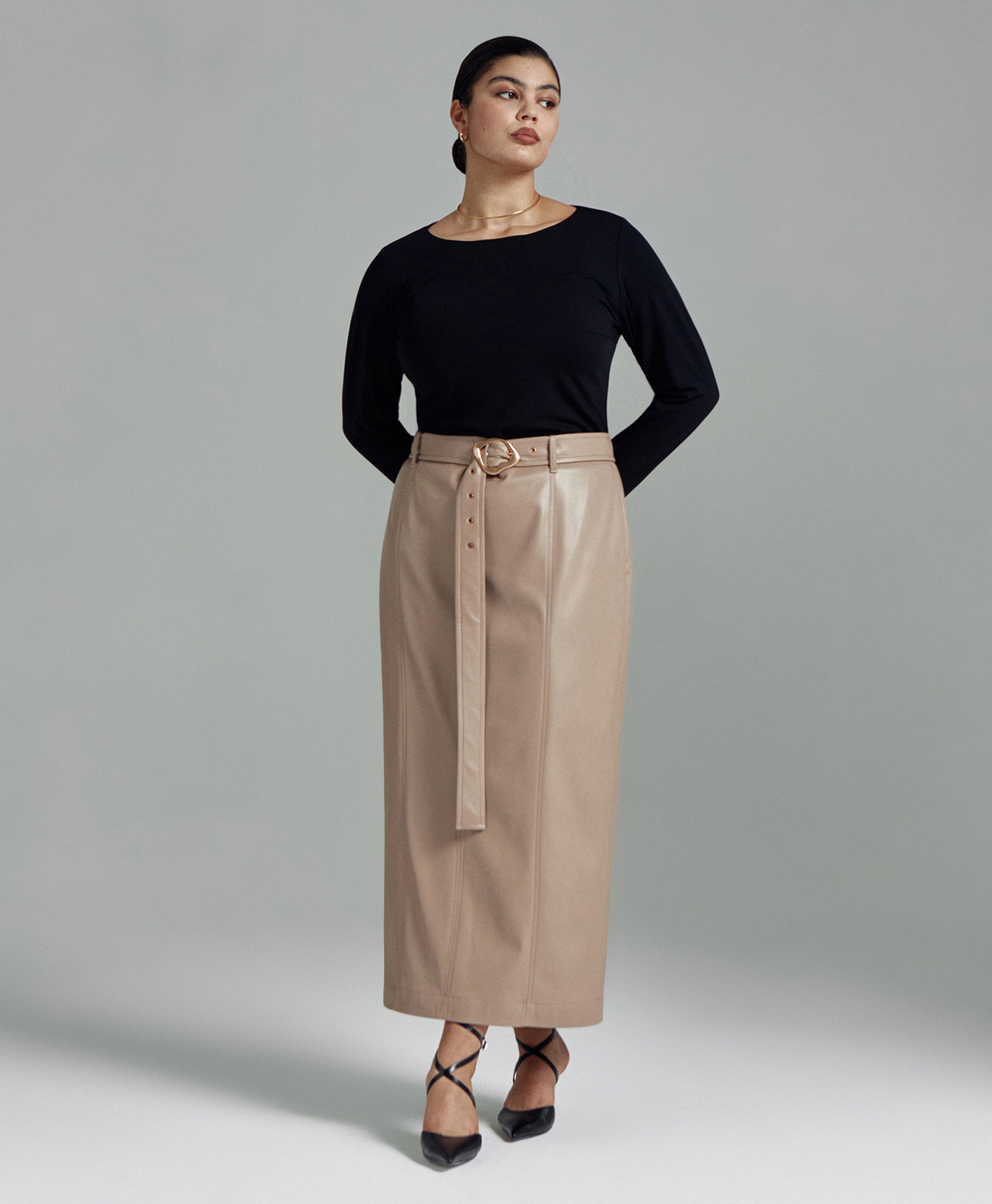 Юбка макси из экокожи