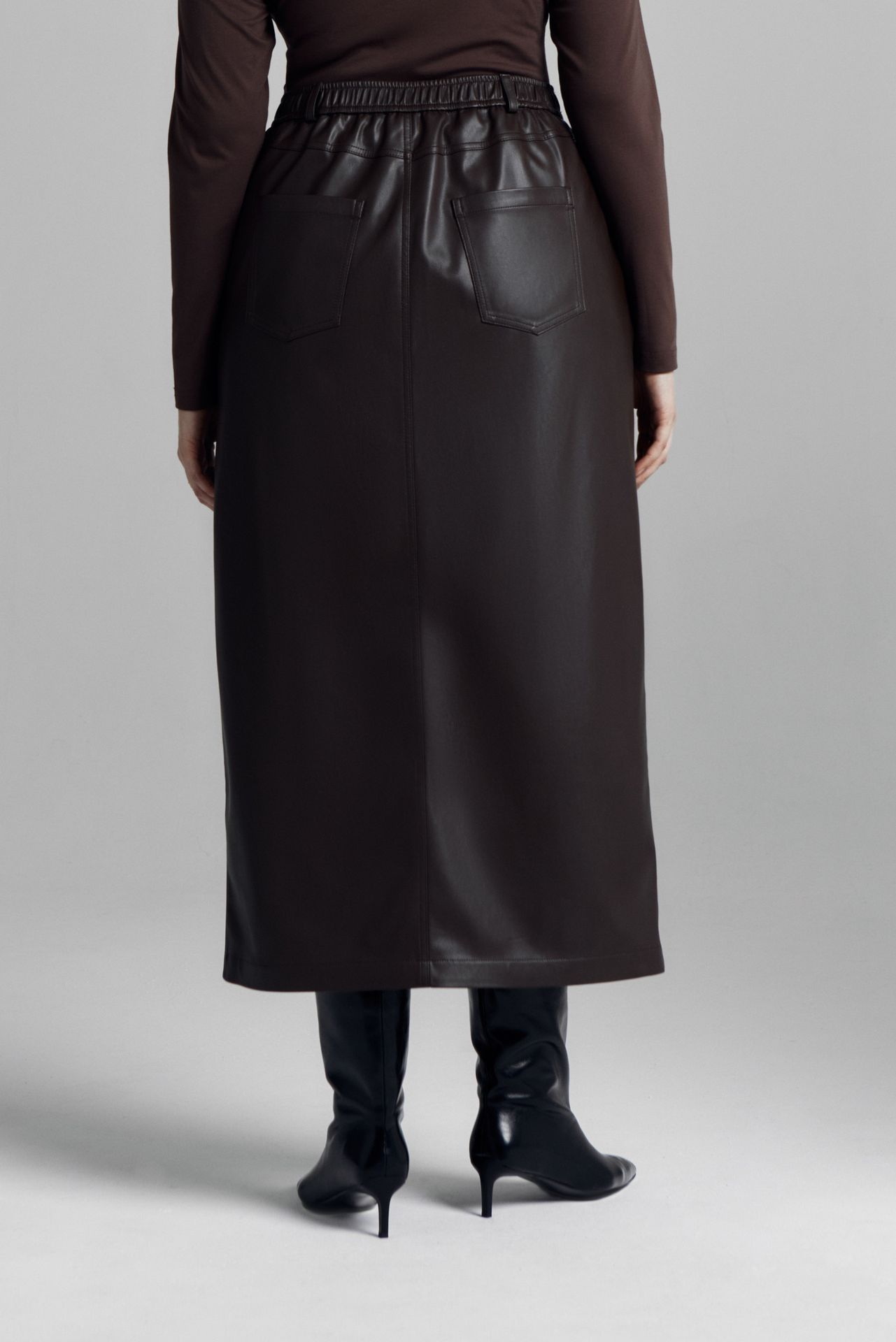 Юбка макси из экокожи