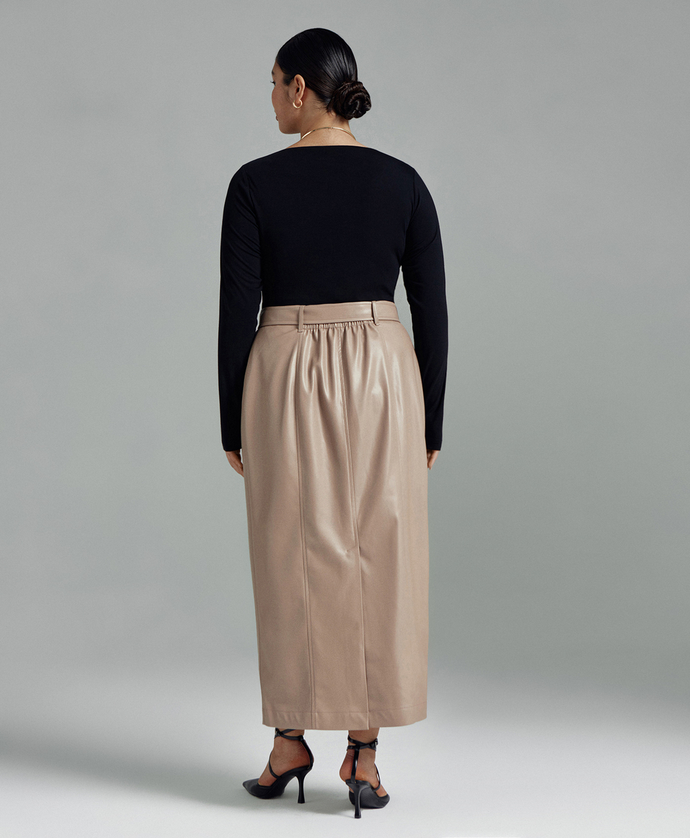 Юбка макси из экокожи