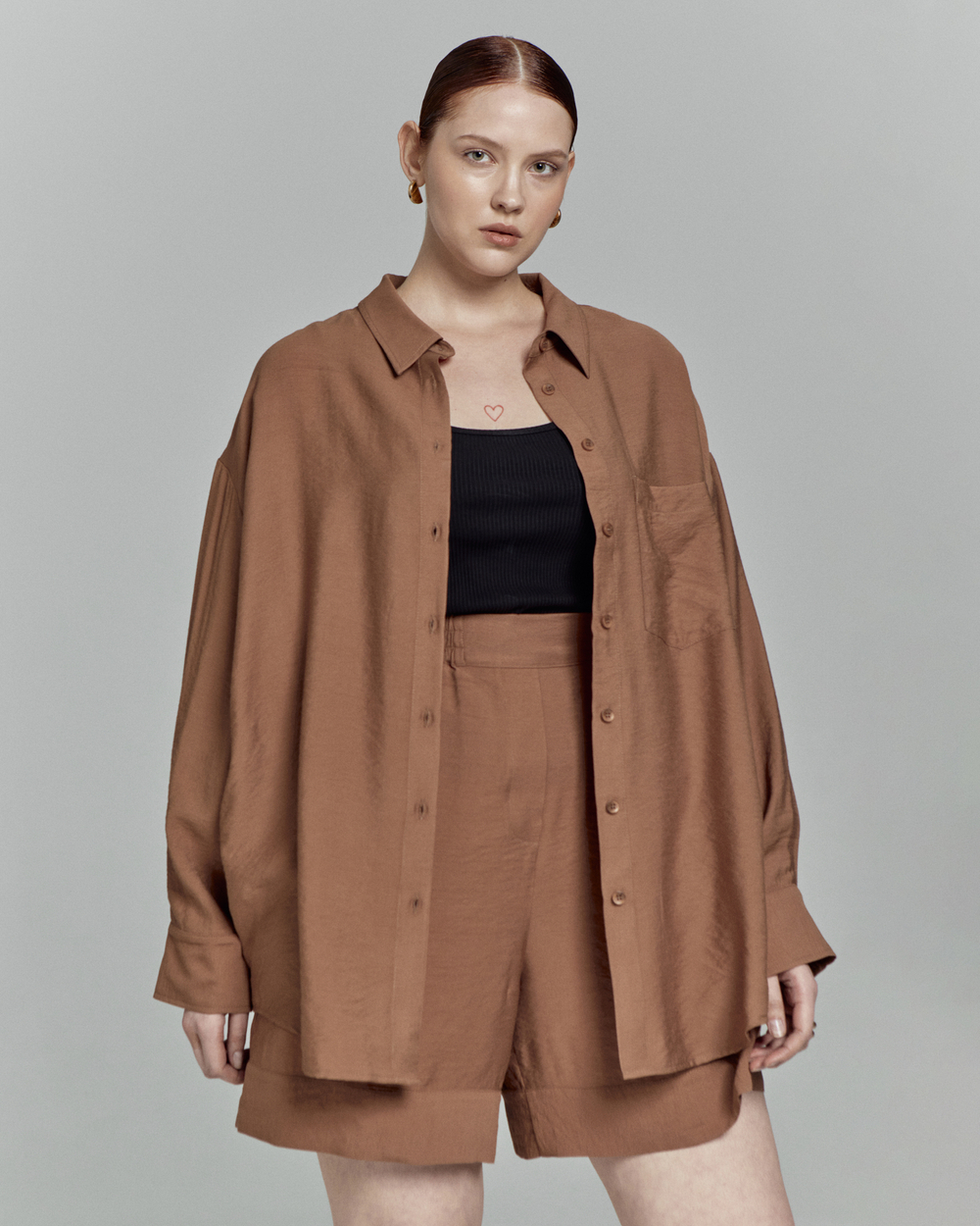 Рубашка оверсайз струящаяся