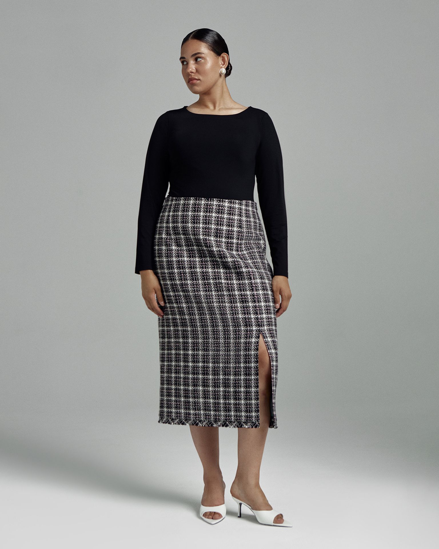 Юбка миди твидовая