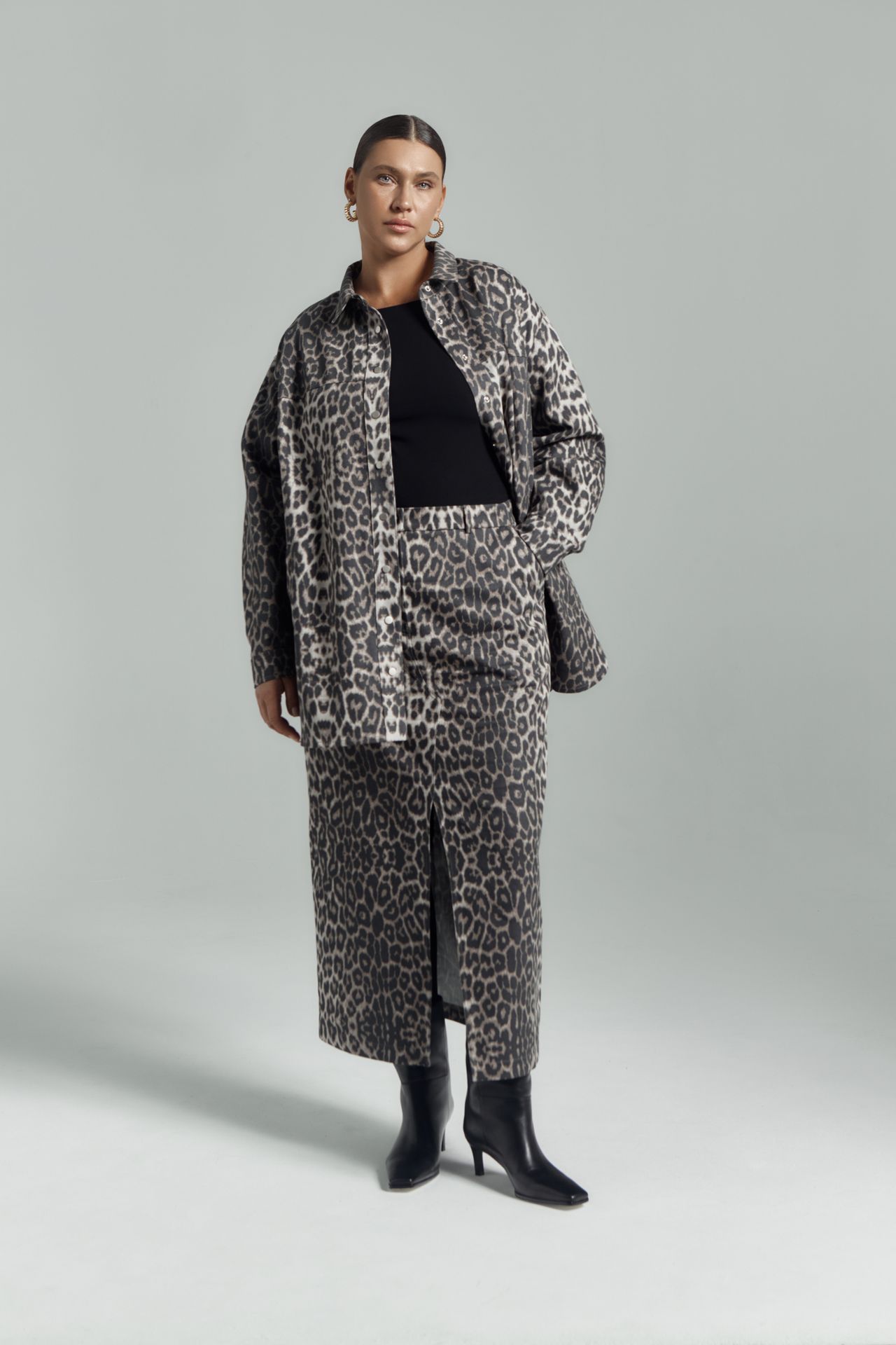 Юбка макси из твилла в принте