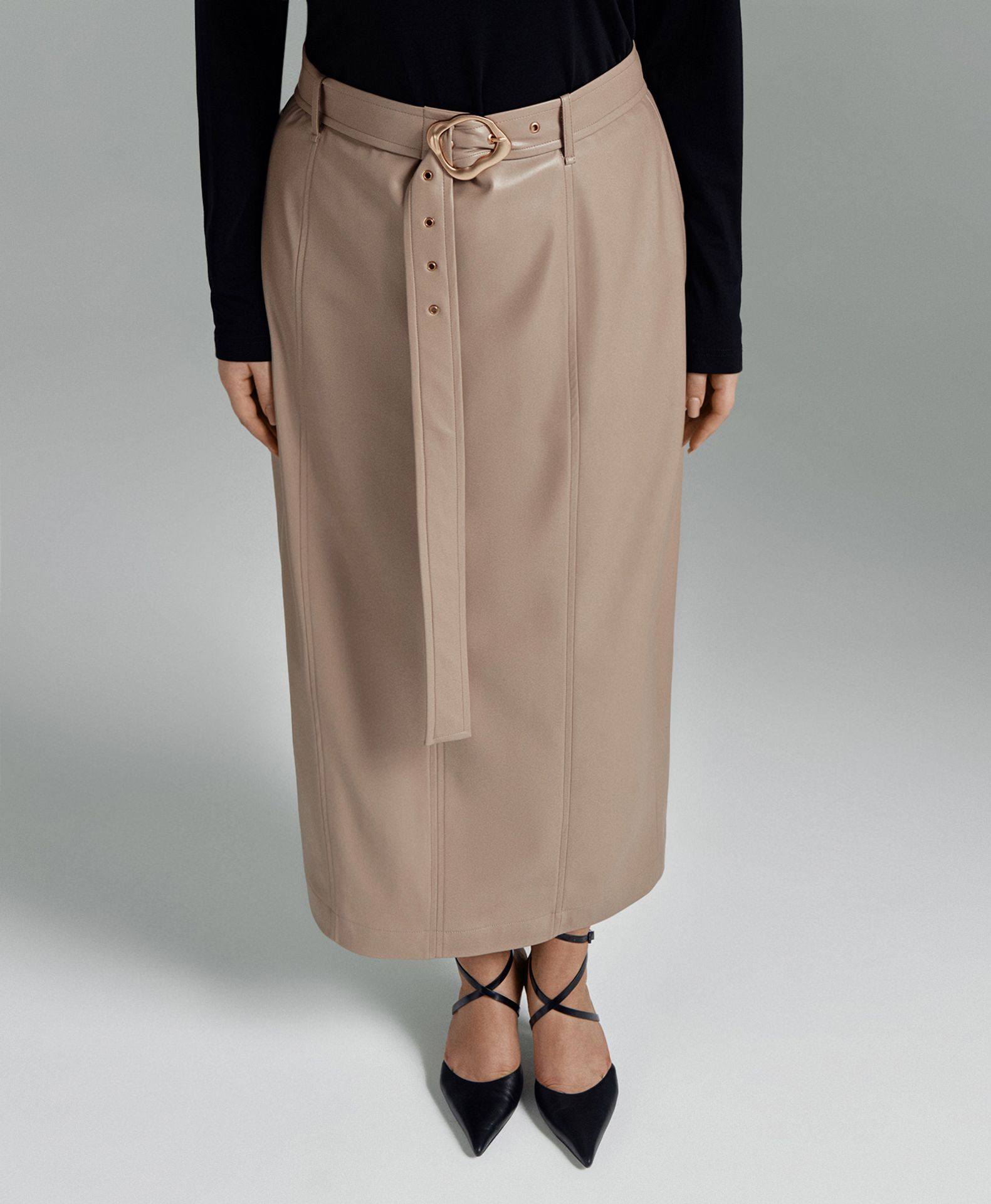 Юбка макси из экокожи