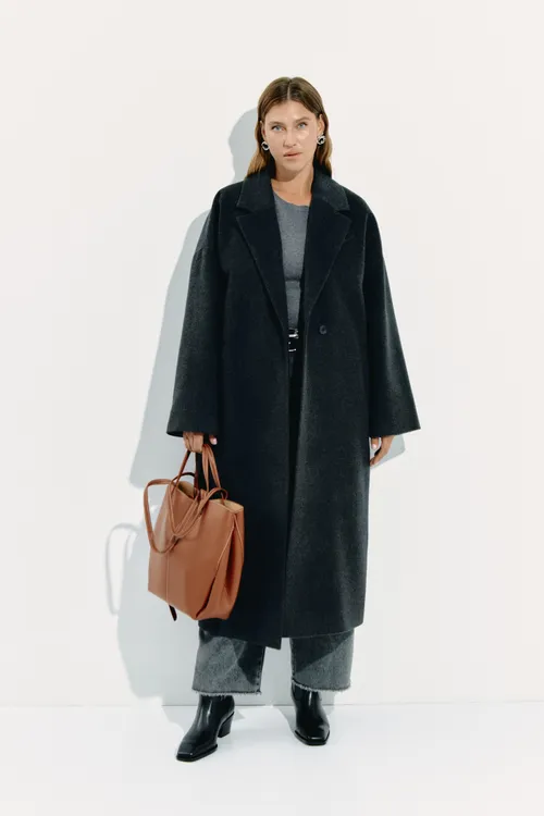 Пальто-халат из шерсти и шелка