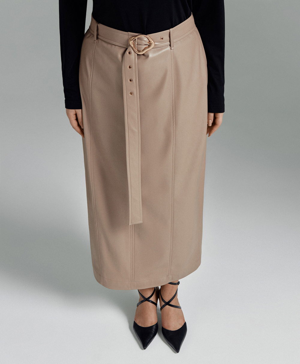 Юбка макси из экокожи