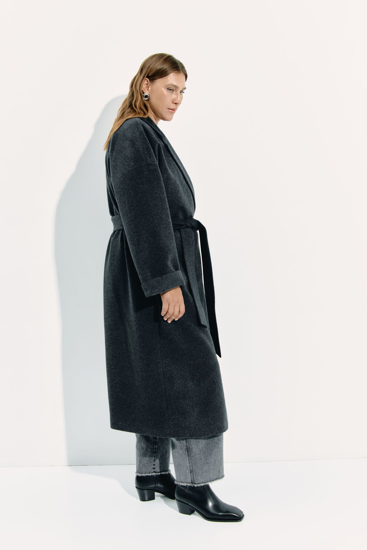 Пальто-халат из шерсти и шелка LUNAR