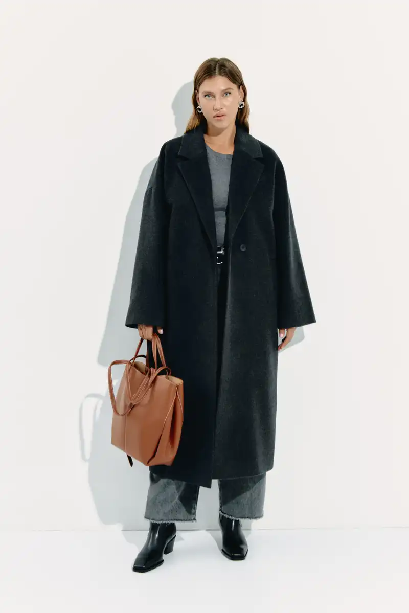 Пальто-халат из шерсти и шелка LUNAR