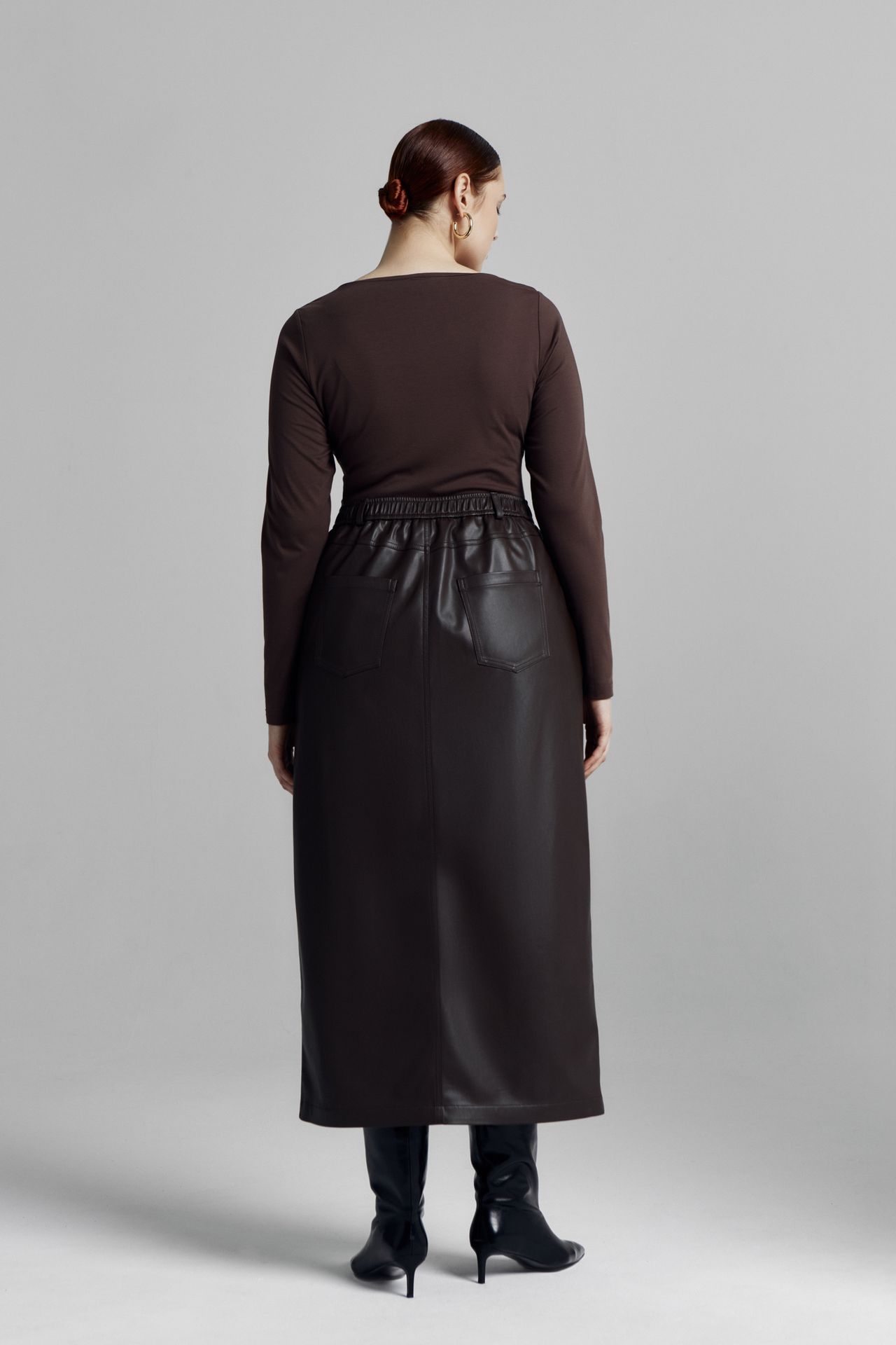 Юбка макси из экокожи