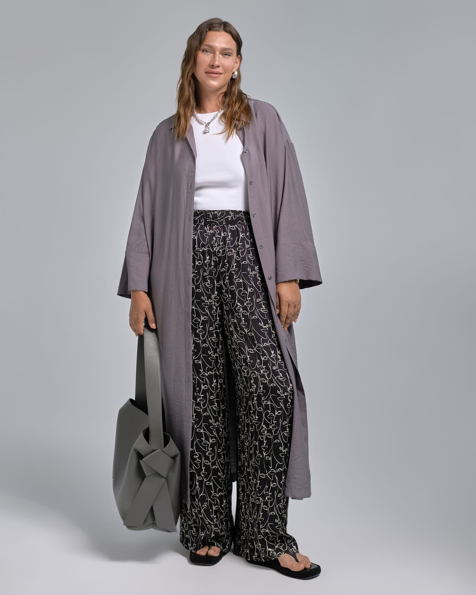 Платье-рубашка струящаяся