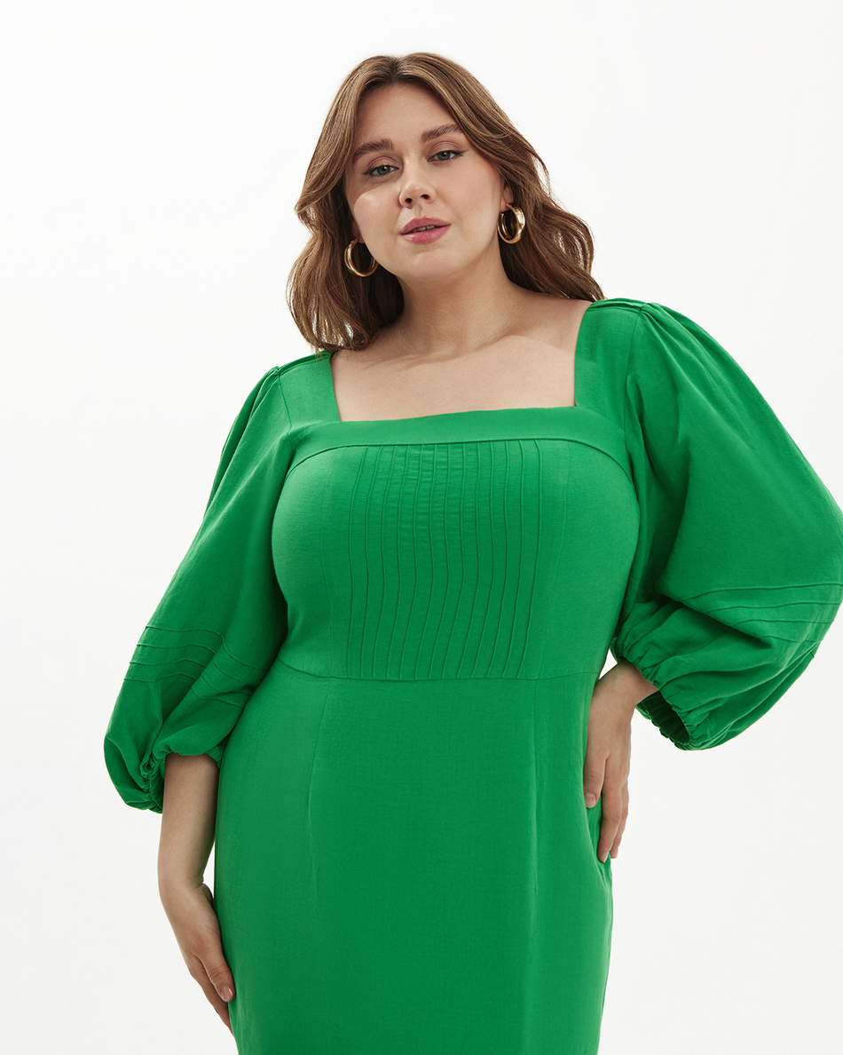 Платье миди с вырезом каре