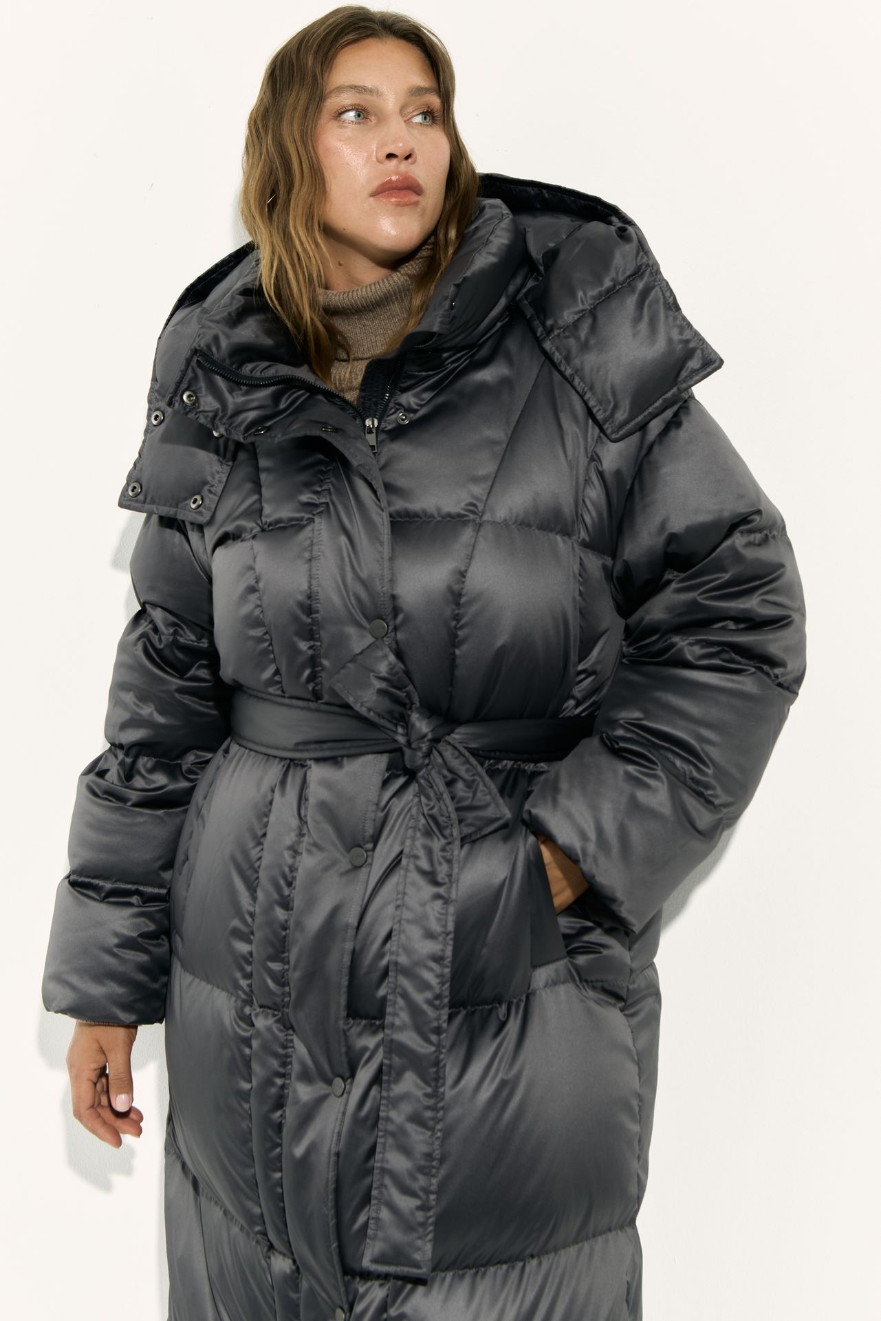 Пуховик длинный