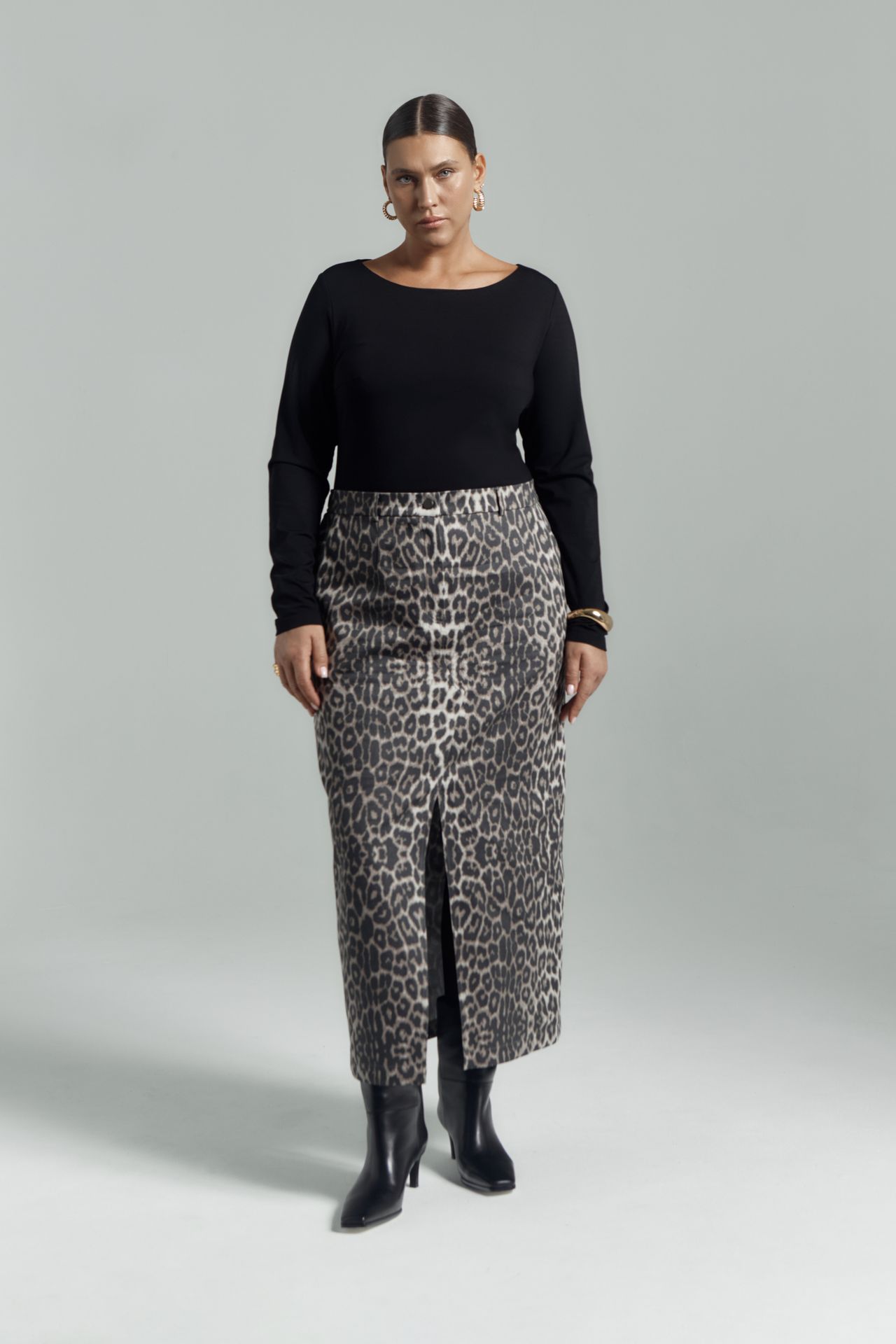 Юбка макси из твилла в принте