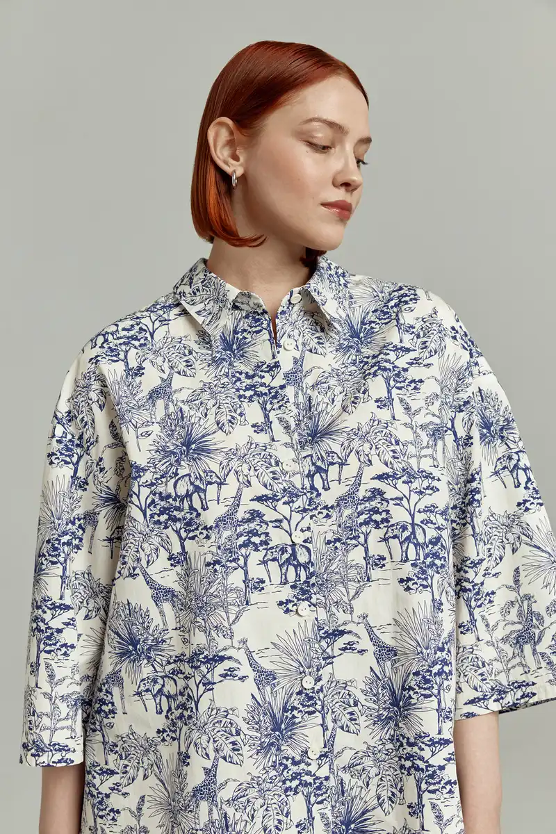 Рубашка хлопковая в принте