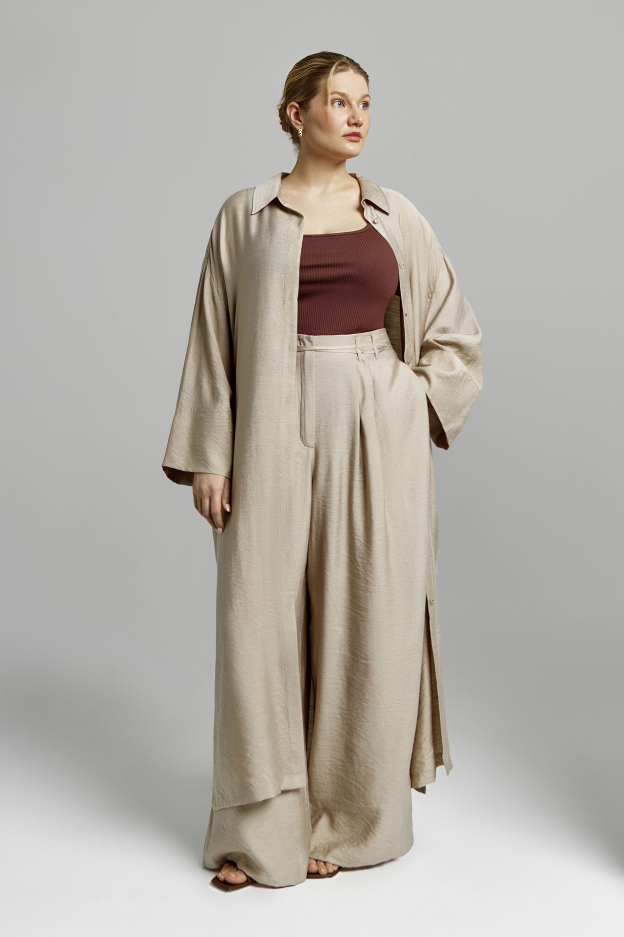 Платье-рубашка струящаяся