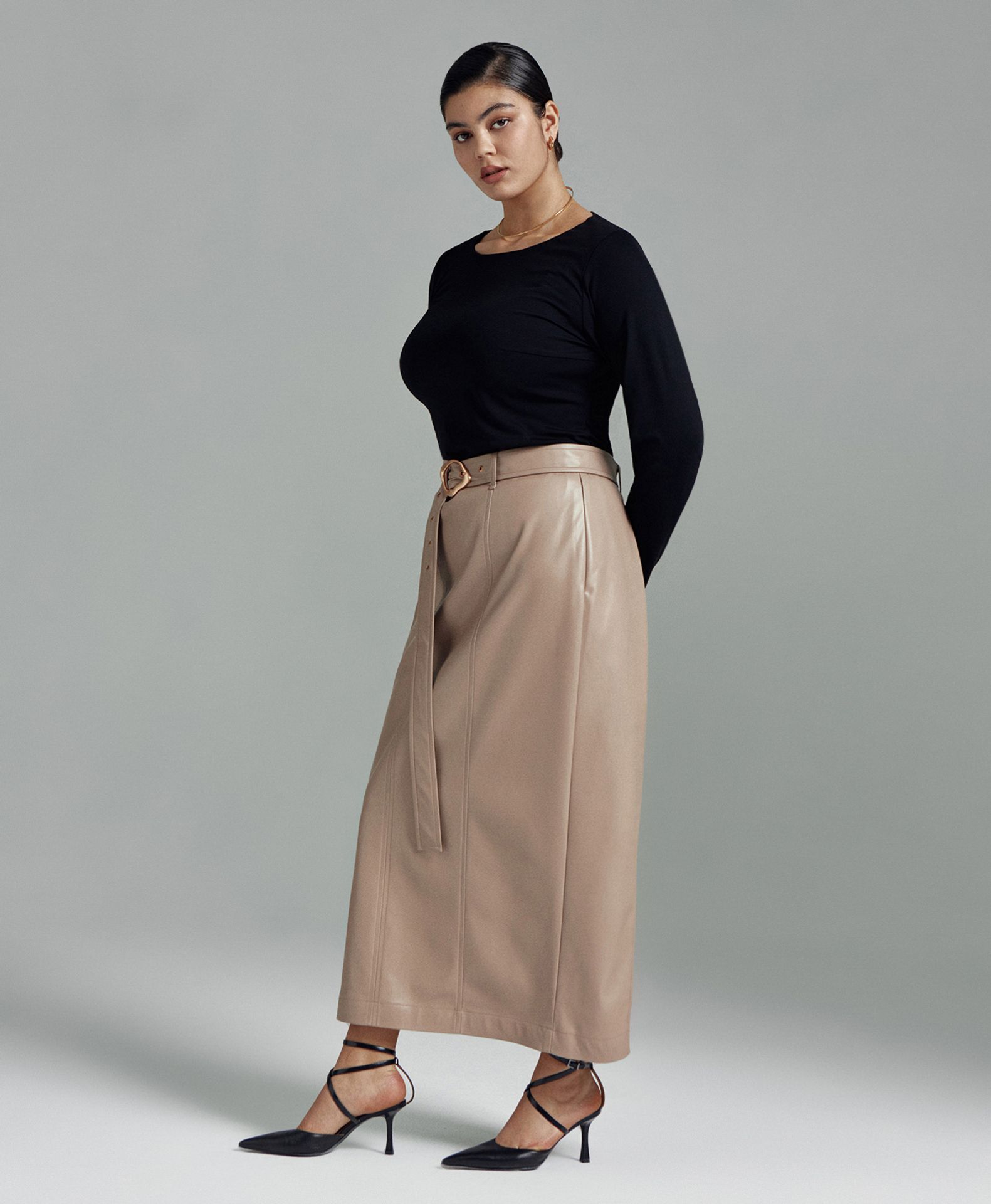 Юбка макси из экокожи