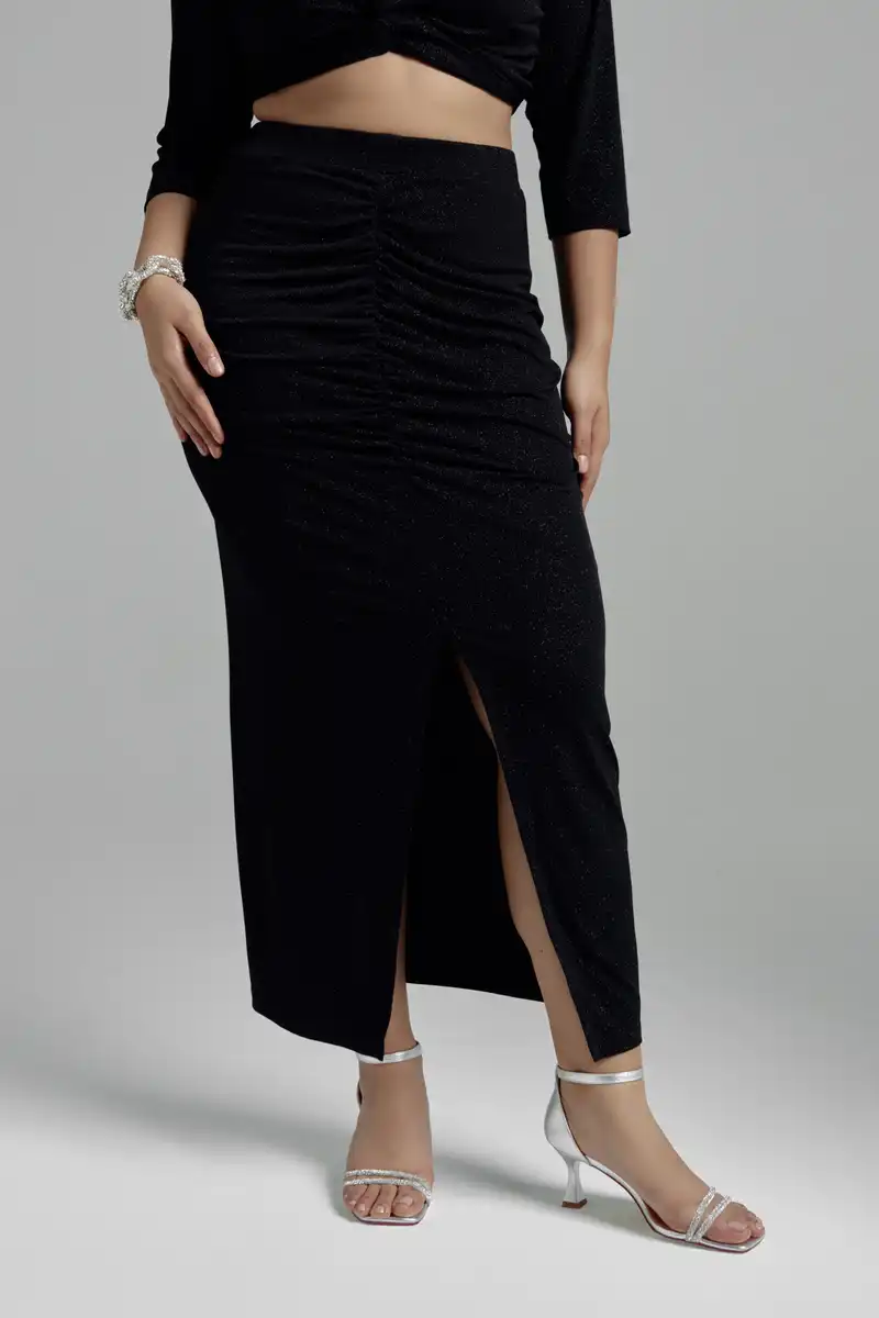 Юбка с ассиметричной драпировкой в блеске