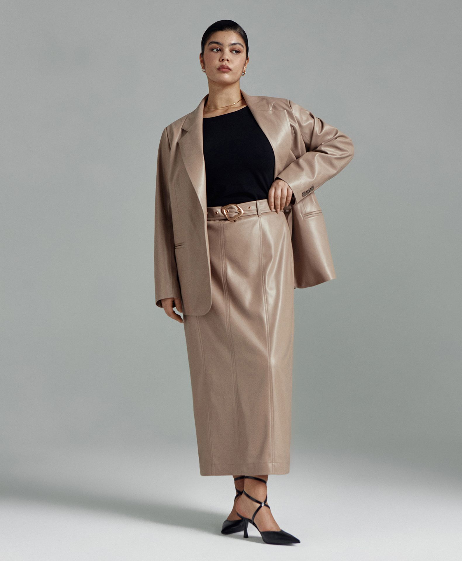 Юбка макси из экокожи